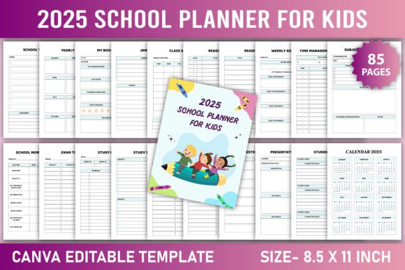 Download 2025 School Planner for Kids Canva - Premium Bundle